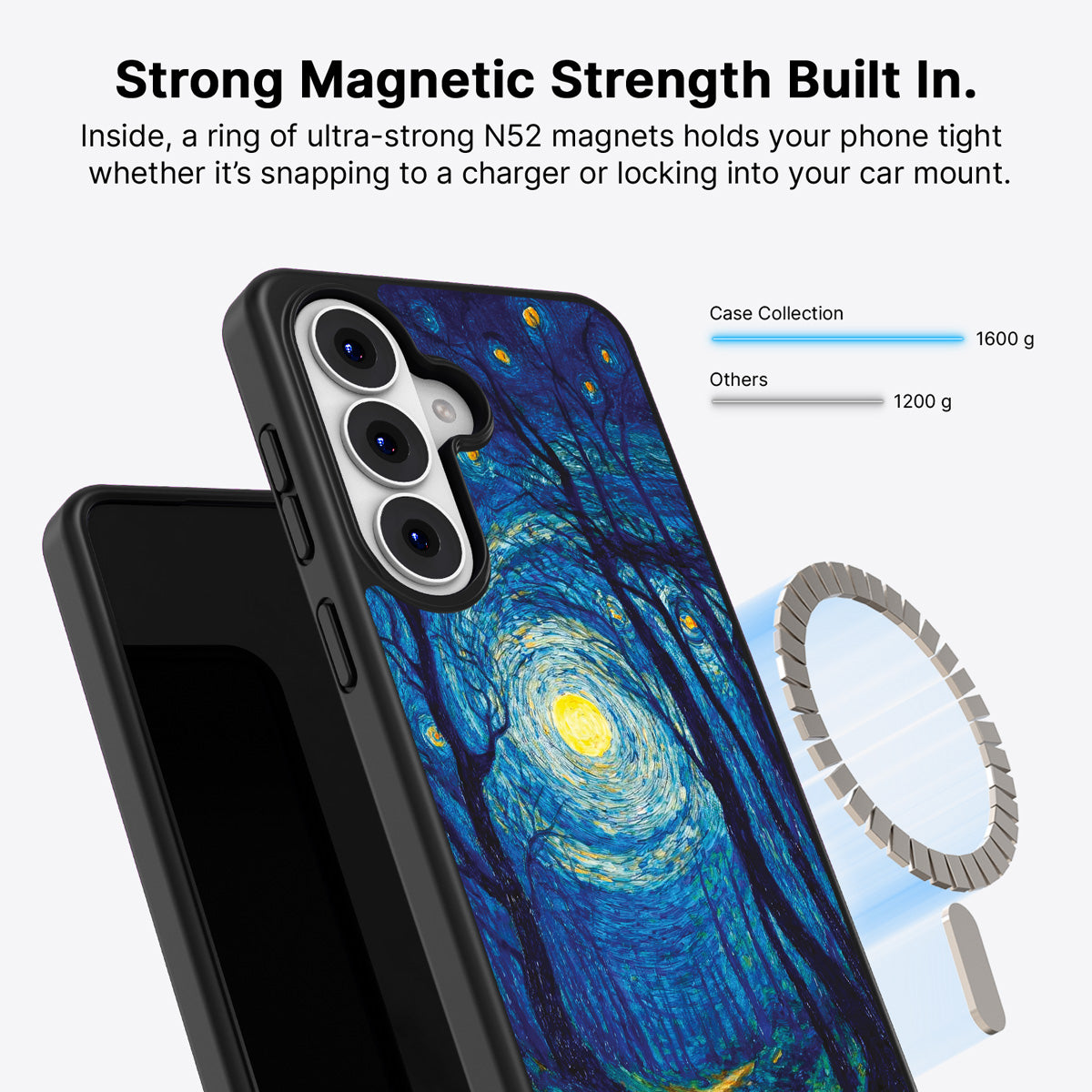Samsung Galaxy S26 Qi2 magnetic case with N52 magnets – Moonlit Forest design