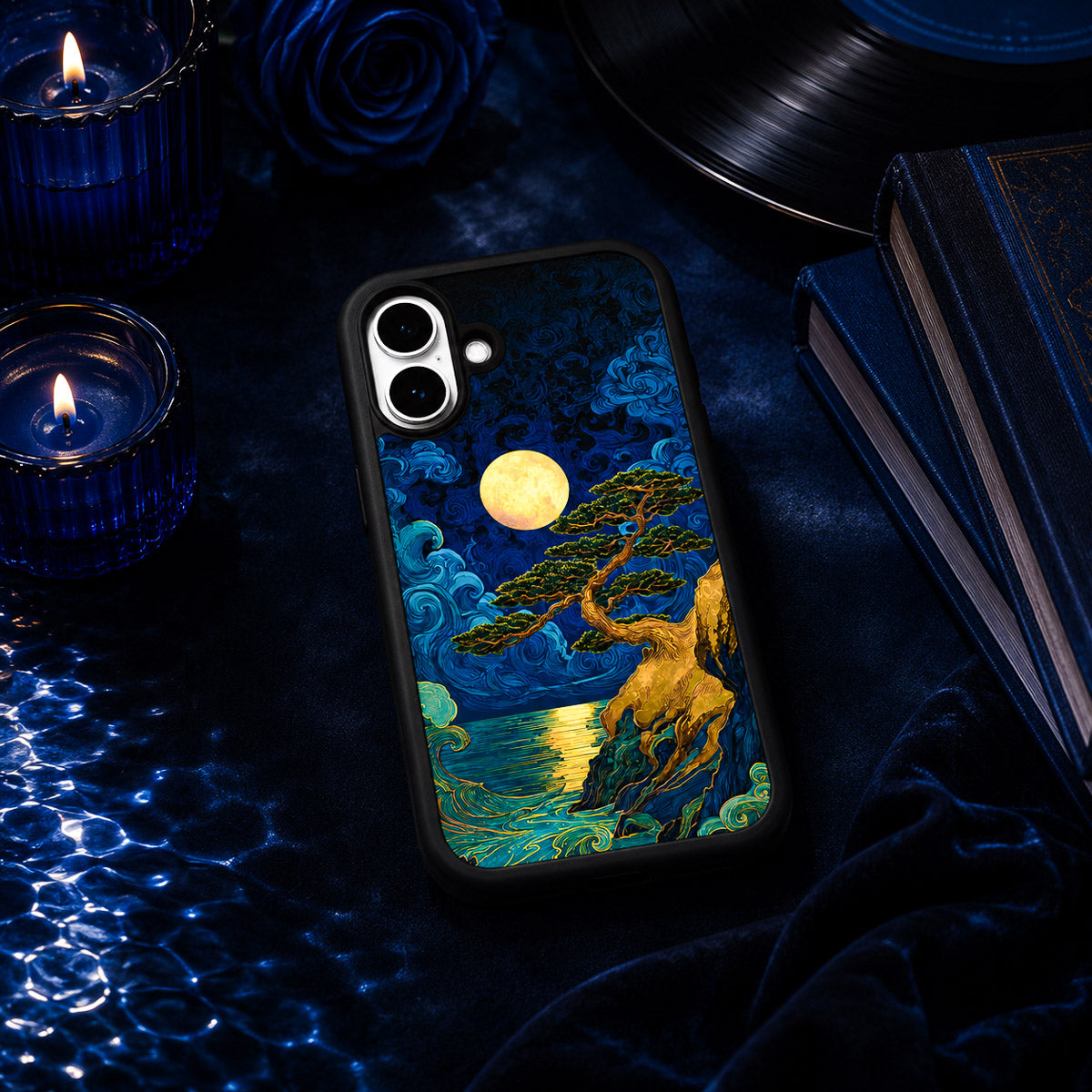Dark Blue Designer iPhone 17 Case – Moonlit Tide | MagSafe — view 3
