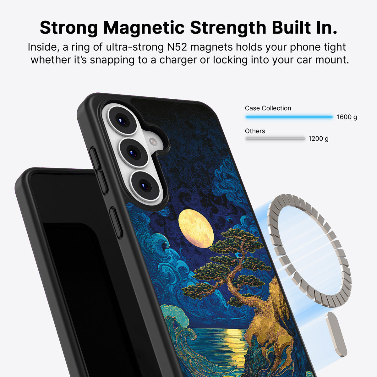 Samsung Galaxy S26 Qi2 magnetic case with N52 magnets – Moonlit Tide design