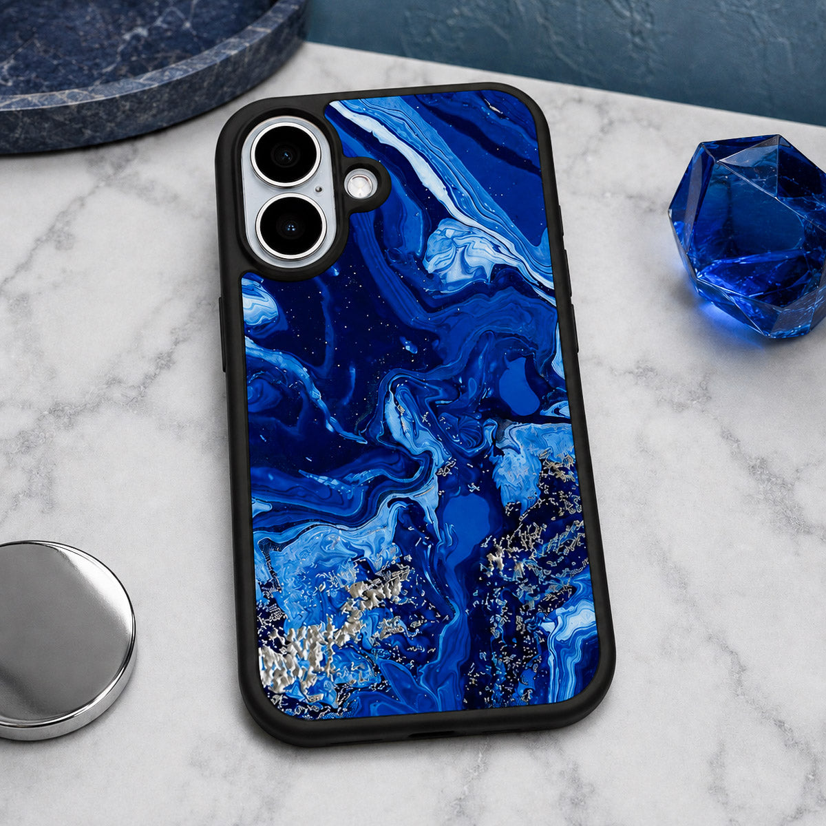 Navy Blue Designer iPhone 17 Case – Mystic Waters | MagSafe — view 3