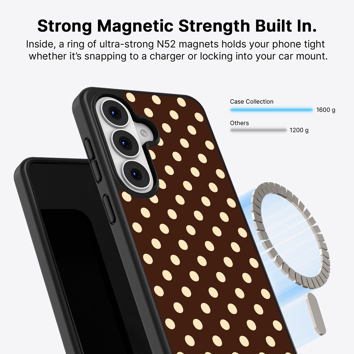 Samsung Galaxy S26 Plus Qi2 magnetic case with N52 magnets – Nutty Choco design