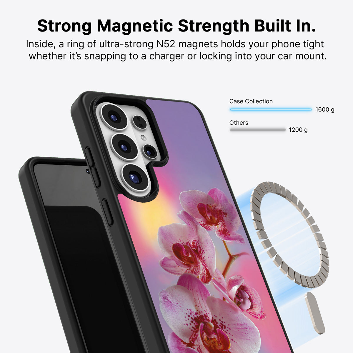 Samsung Galaxy S26 Ultra Qi2 magnetic case with N52 magnets – Orchid Dream design