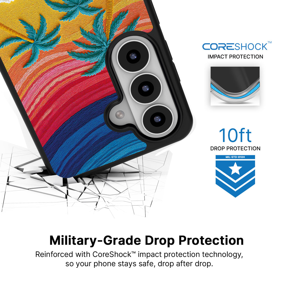 Paper Tropics Samsung Galaxy S26 case with 10ft military-grade drop protection