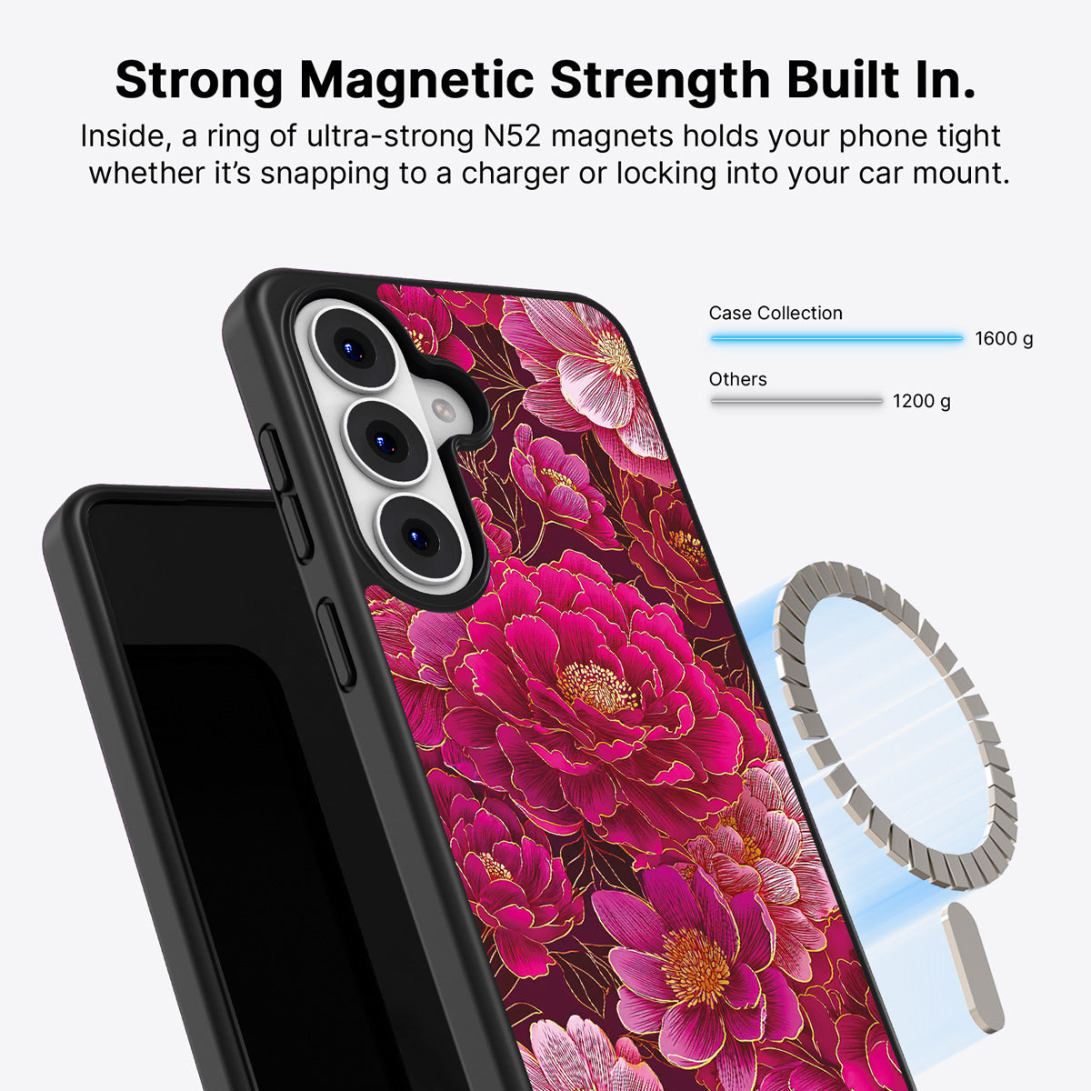 Samsung Galaxy S26 Plus Qi2 magnetic case with N52 magnets – Pink Reverie design