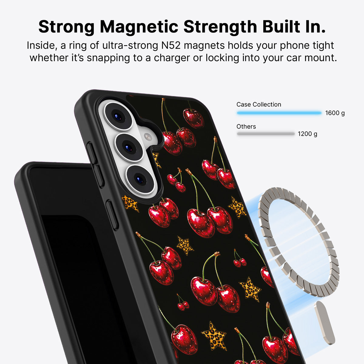 Samsung Galaxy S26 Qi2 magnetic case with N52 magnets – Rebel Cherry design