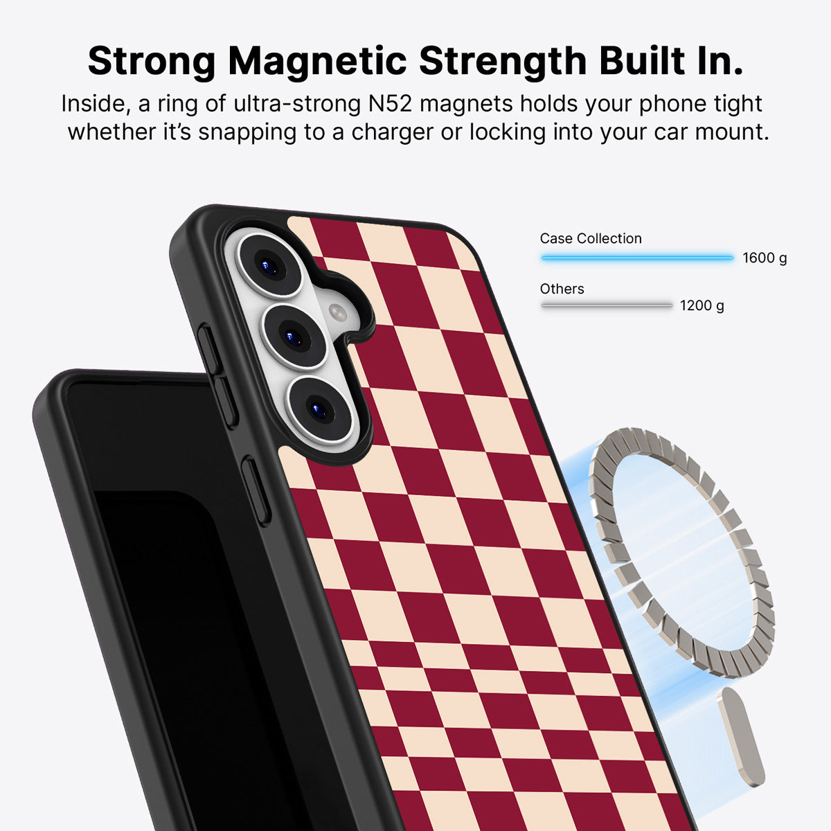 Samsung Galaxy S26 Plus Qi2 magnetic case with N52 magnets – Rouge Board design