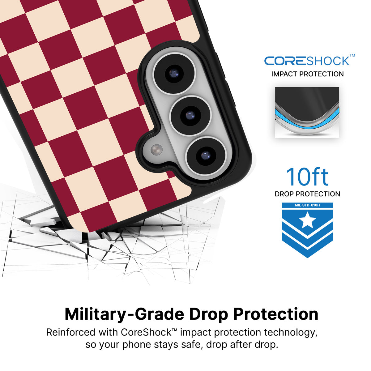 Rouge Board Samsung Galaxy S26 Plus case with 10ft military-grade drop protection