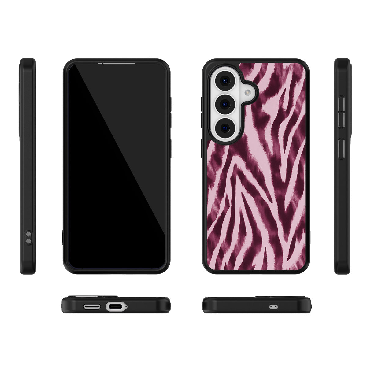 Sangria Zebra Samsung Galaxy S26 Plus case – multi-angle view