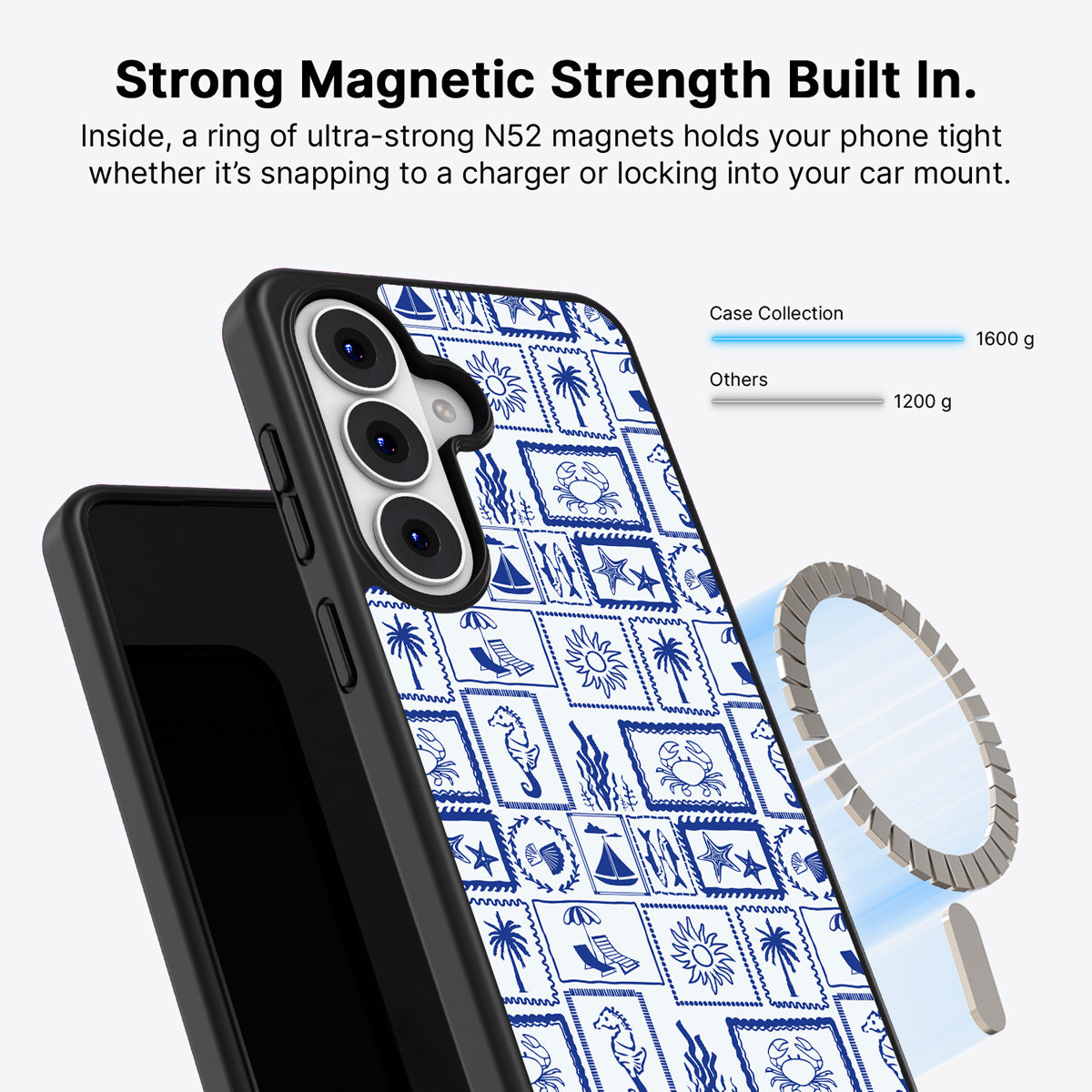 Samsung Galaxy S26 Plus Qi2 magnetic case with N52 magnets – Seaside Sketches design