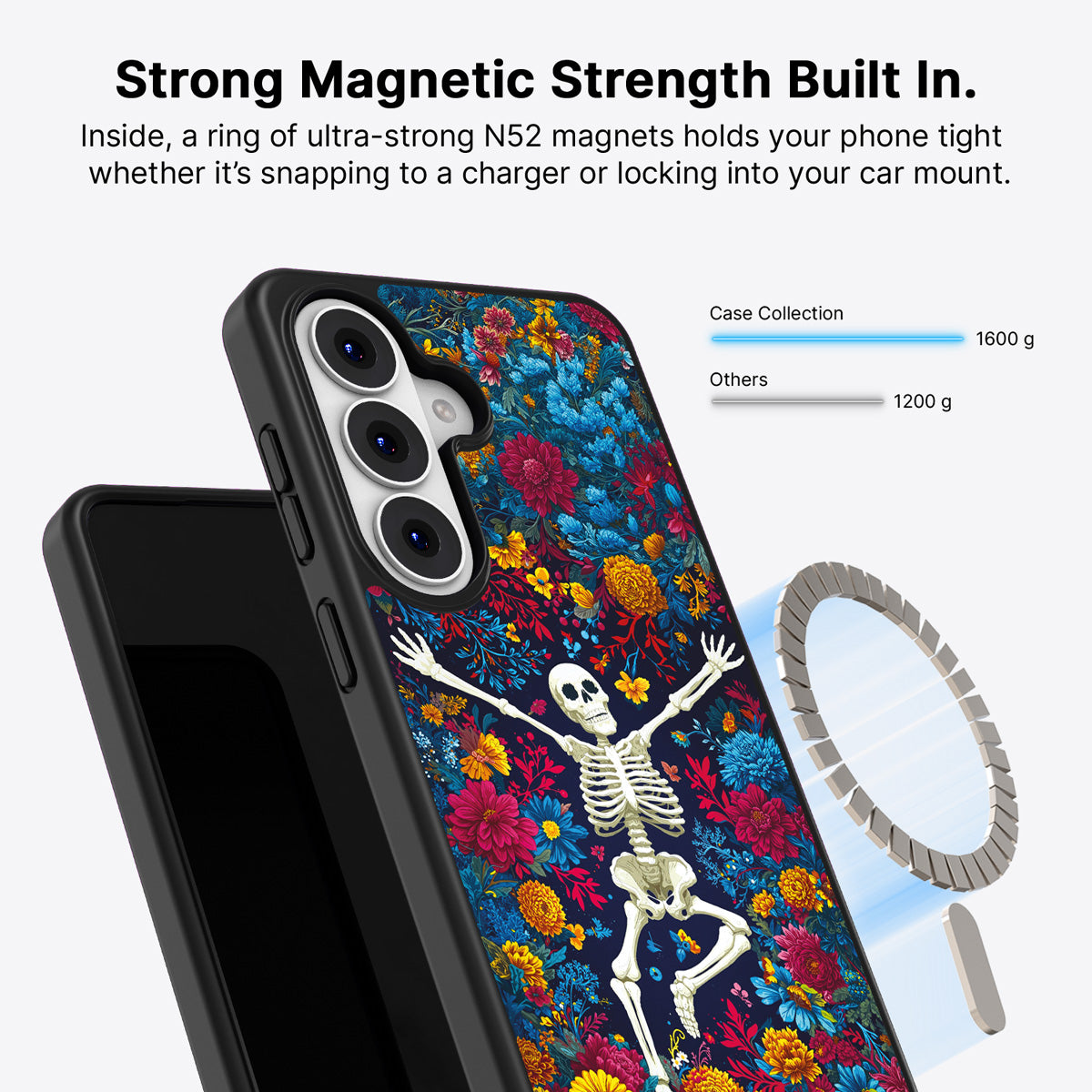 Samsung Galaxy S26 Plus Qi2 magnetic case with N52 magnets – Skeleton Garden design