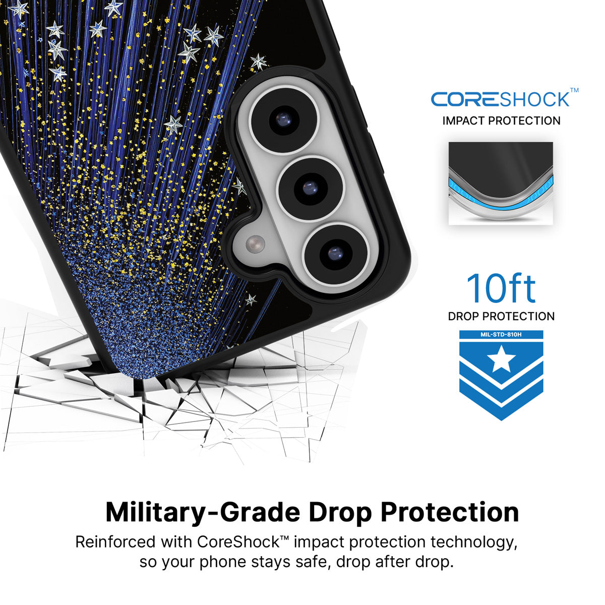 Star Cascade Samsung Galaxy S26 Plus case with 10ft military-grade drop protection