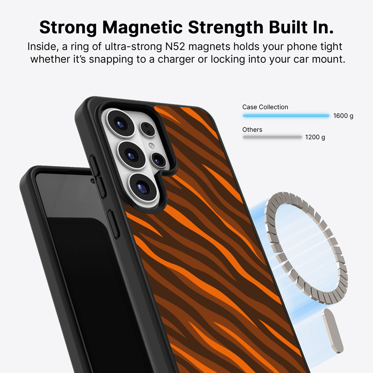 Samsung Galaxy S26 Ultra Qi2 magnetic case with N52 magnets – Tiger Trace design