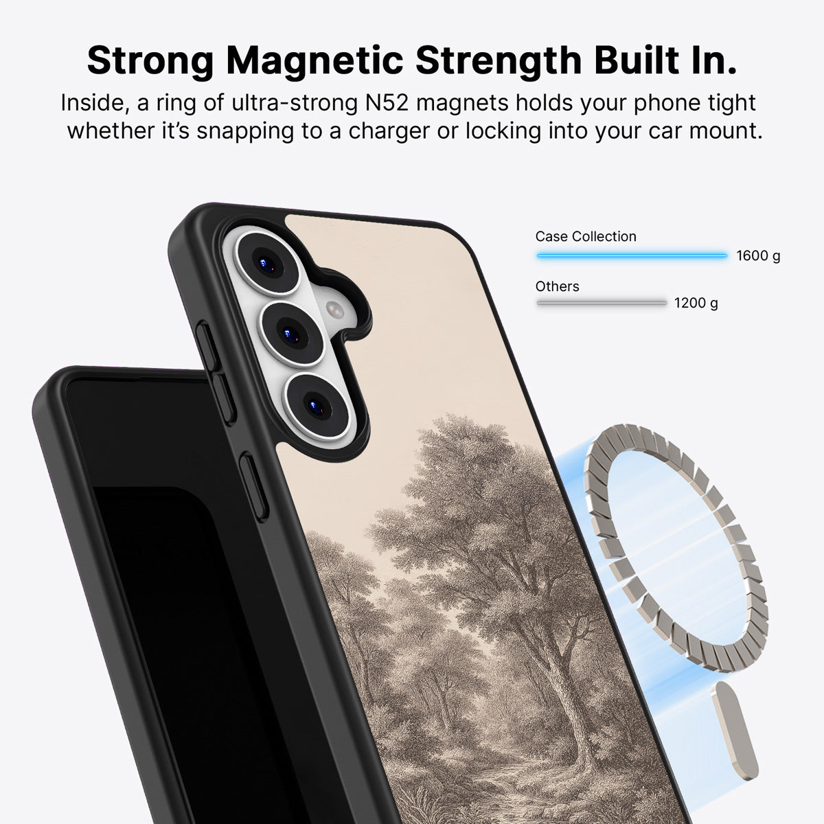 Samsung Galaxy S26 Plus Qi2 magnetic case with N52 magnets – Woodland design
