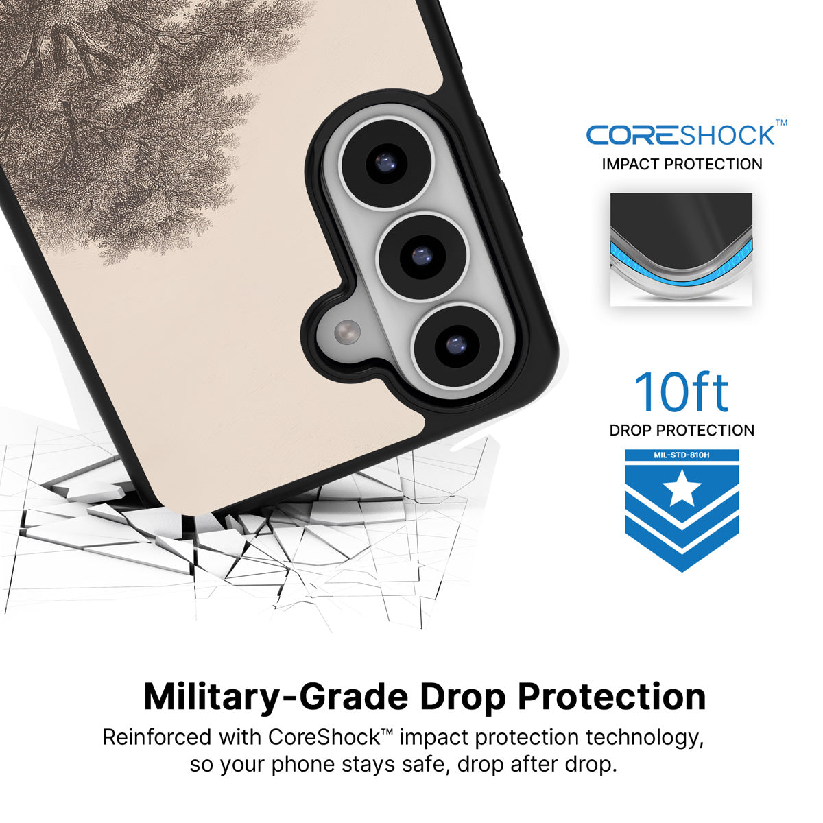 Woodland Samsung Galaxy S26 Plus case with 10ft military-grade drop protection