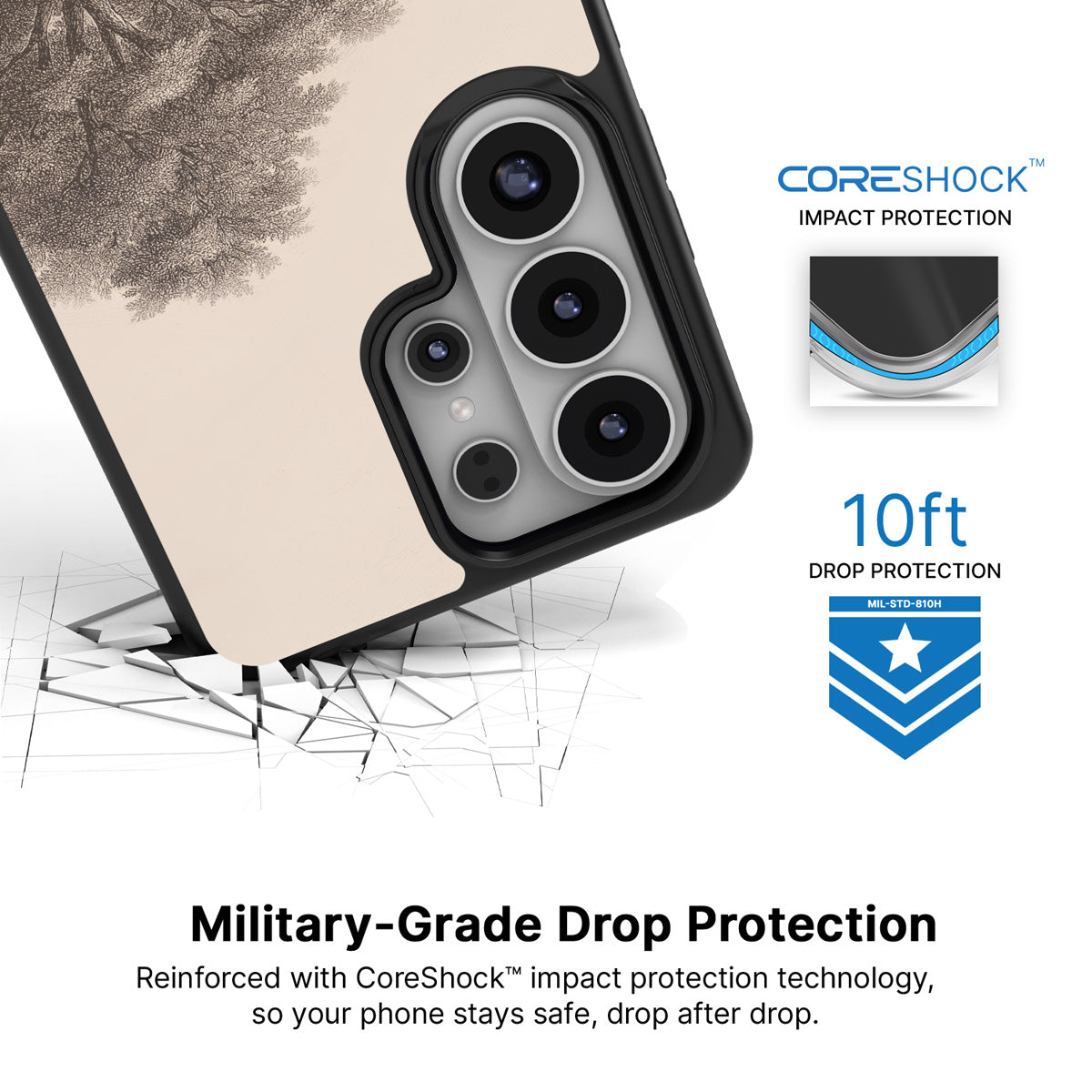 Woodland Samsung Galaxy S26 Ultra case with 10ft military-grade drop protection