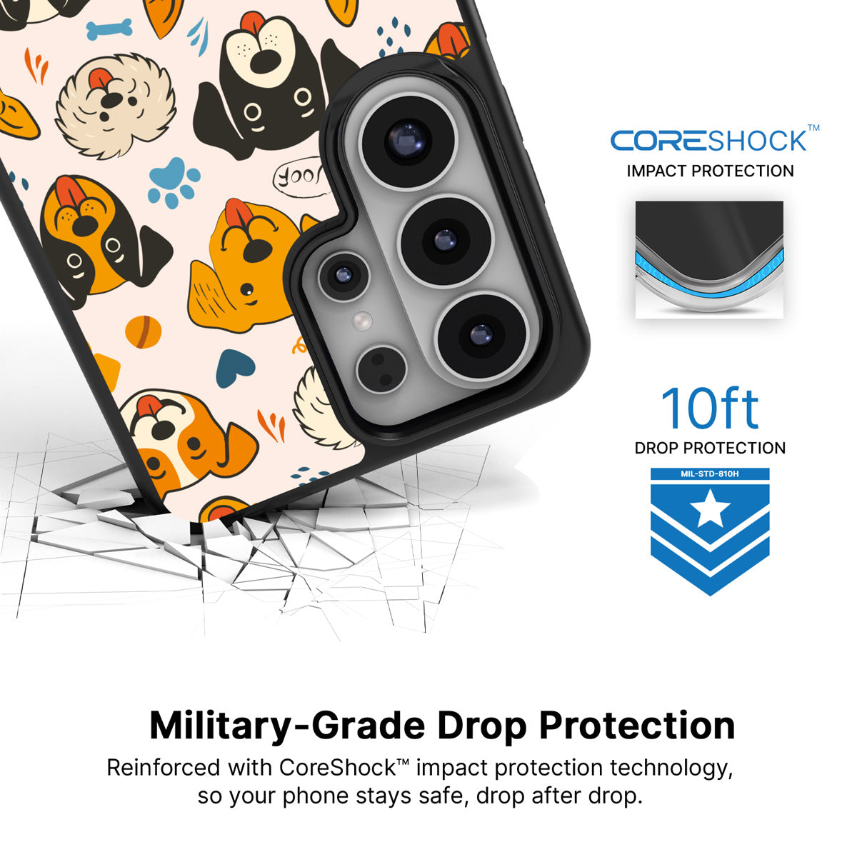 Woof Squad Samsung Galaxy S26 Ultra case with 10ft military-grade drop protection
