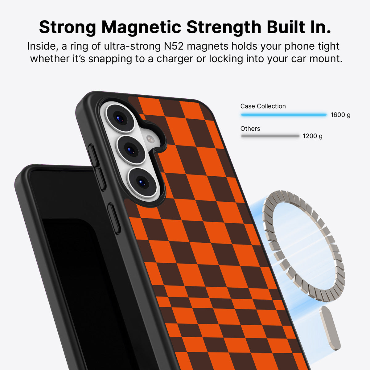 Samsung Galaxy S26 Plus Qi2 magnetic case with N52 magnets – Amber Pop design