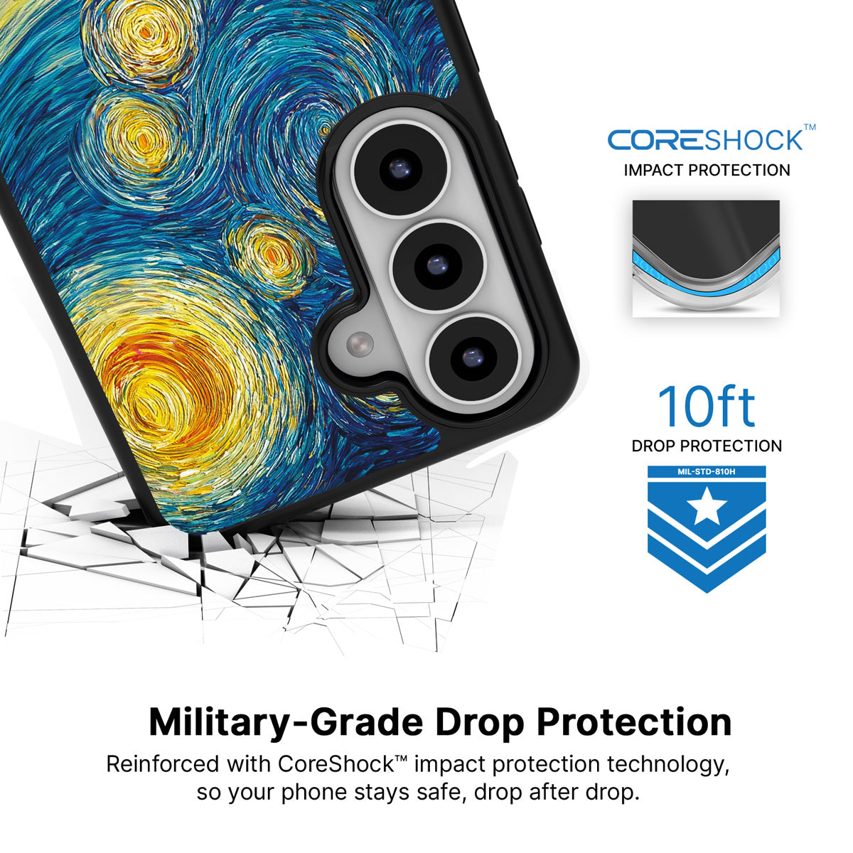 Astral Waves Samsung Galaxy S26 case with 10ft military-grade drop protection