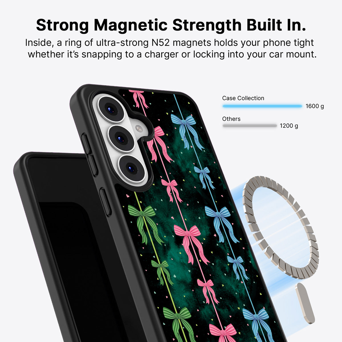 Samsung Galaxy S26 Qi2 magnetic case with N52 magnets – Aurora Bow design