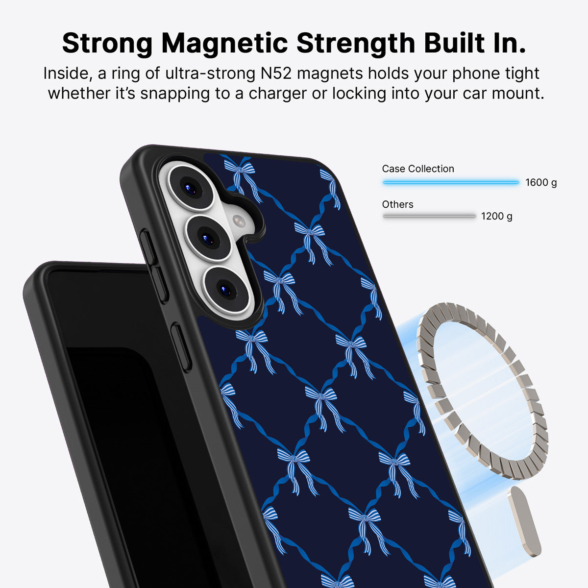 Samsung Galaxy S26 Qi2 magnetic case with N52 magnets – Azure Elegance design