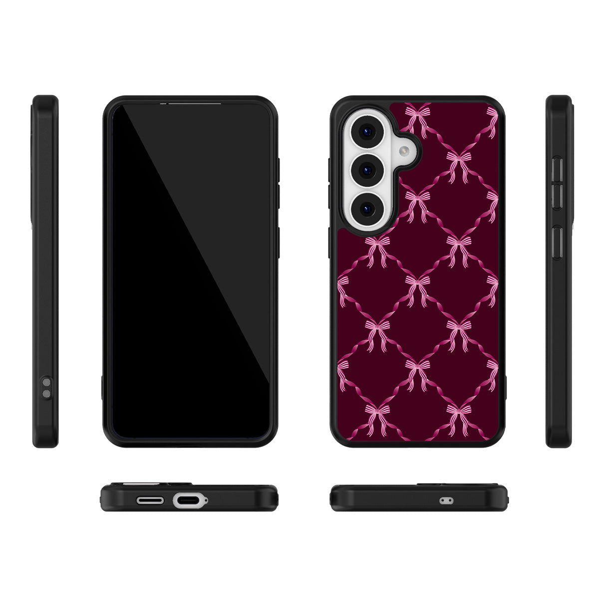 Bordeaux Bow Samsung Galaxy S26 Plus case – multi-angle view