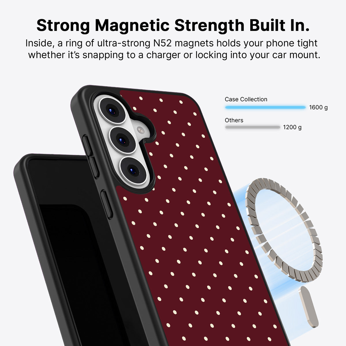 Samsung Galaxy S26 Plus Qi2 magnetic case with N52 magnets – Burgundy Bloom design