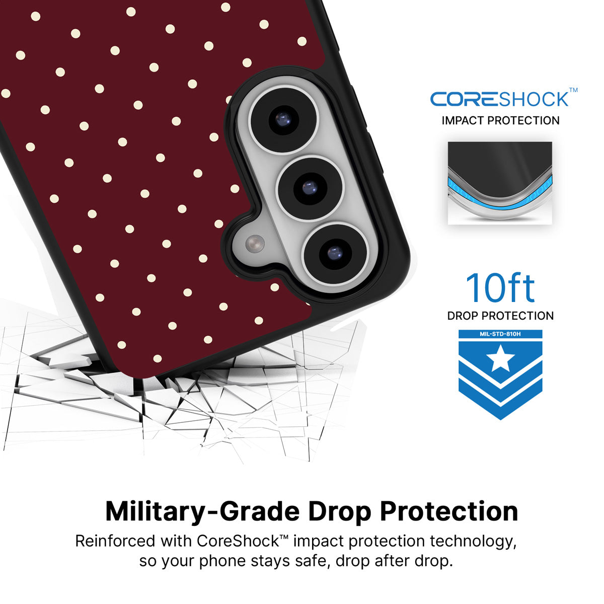Burgundy Bloom Samsung Galaxy S26 Plus case with 10ft military-grade drop protection