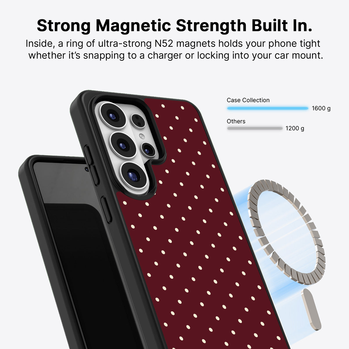 Samsung Galaxy S26 Ultra Qi2 magnetic case with N52 magnets – Burgundy Bloom design