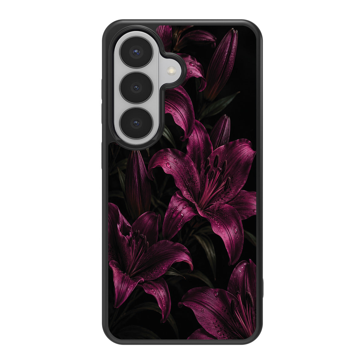 Burgundy Lily design back view – Samsung Galaxy S26 Plus case