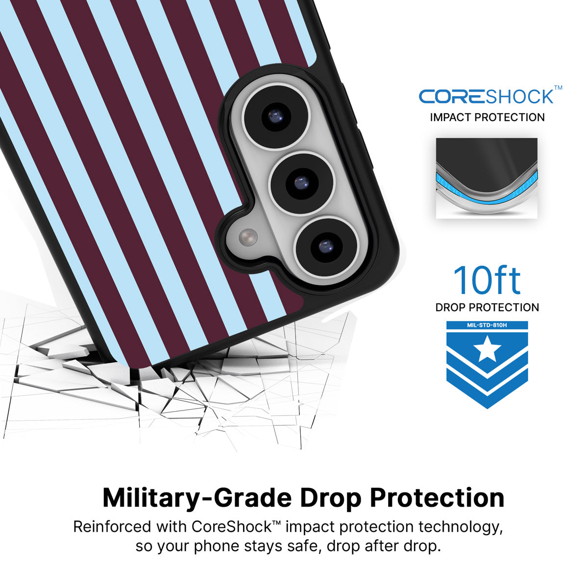 Cabernet Column Samsung Galaxy S26 Plus case with 10ft military-grade drop protection