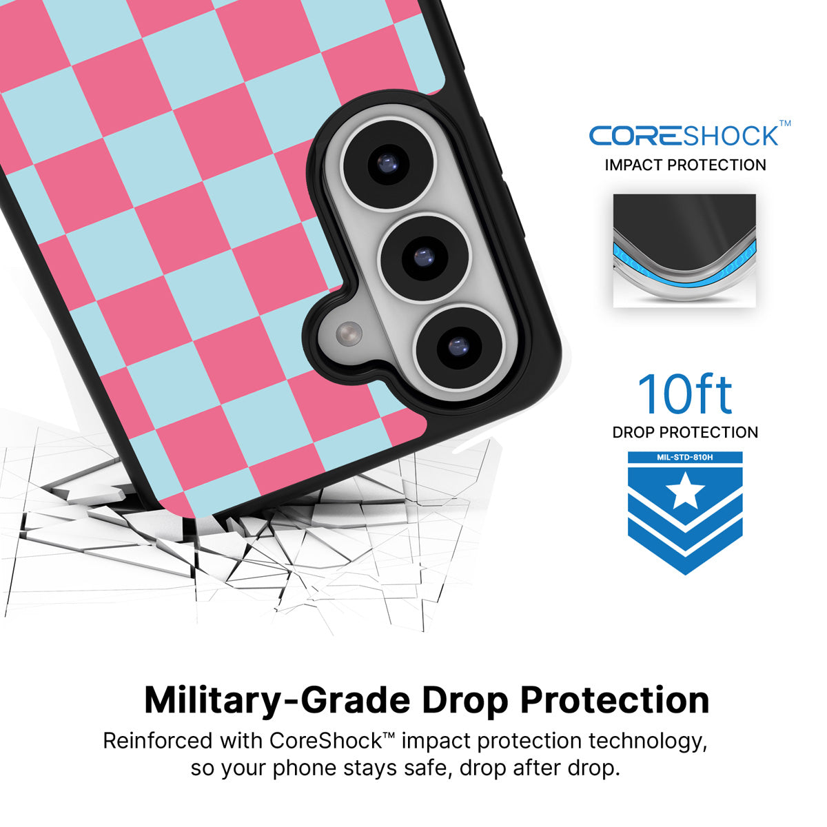 Candy Floss Samsung Galaxy S26 Plus case with 10ft military-grade drop protection