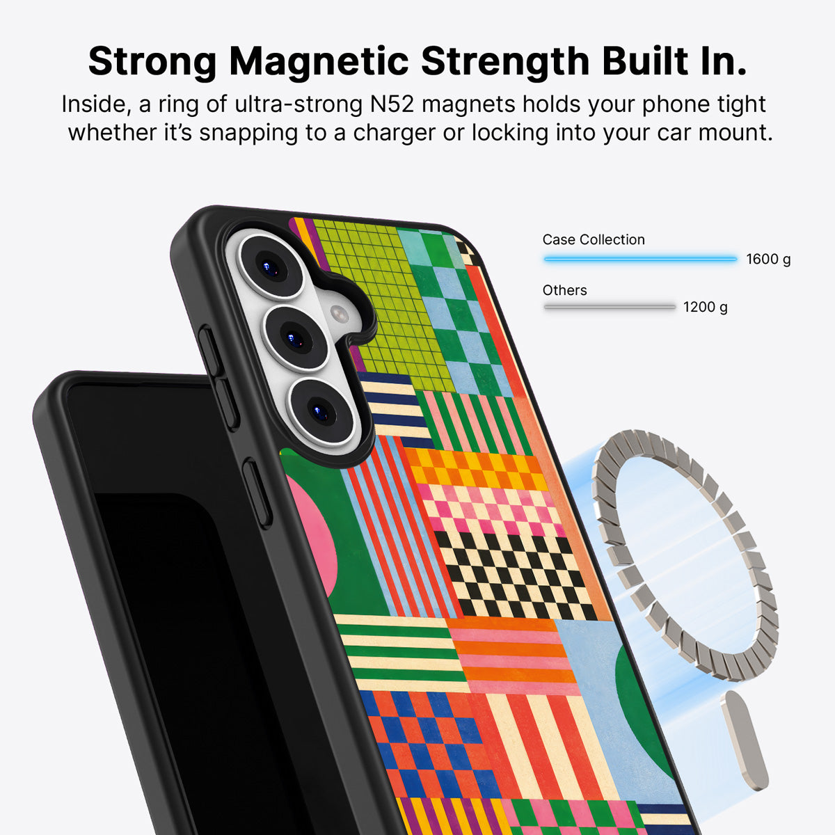 Samsung Galaxy S26 Qi2 magnetic case with N52 magnets – Carnival Quilt design