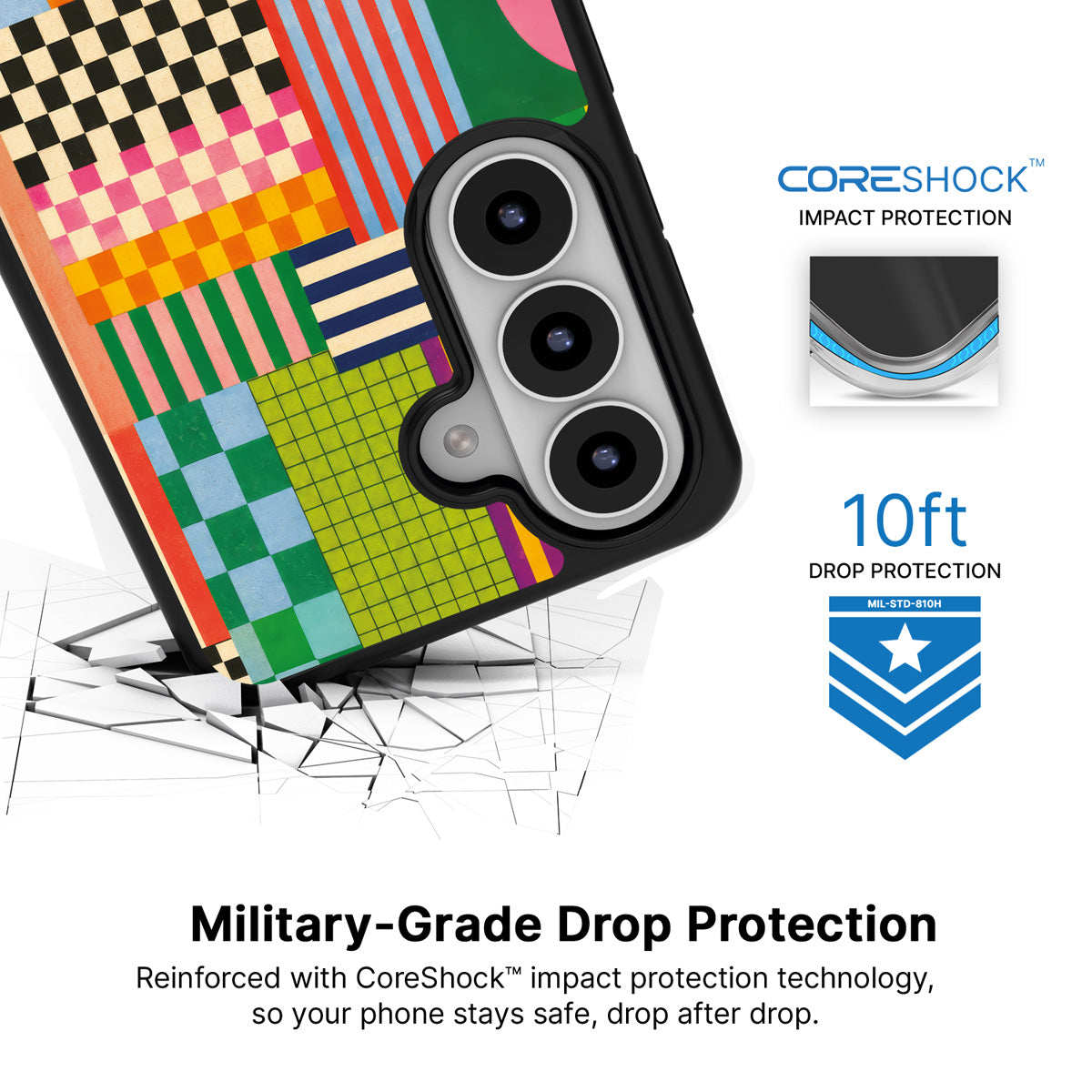Carnival Quilt Samsung Galaxy S26 case with 10ft military-grade drop protection
