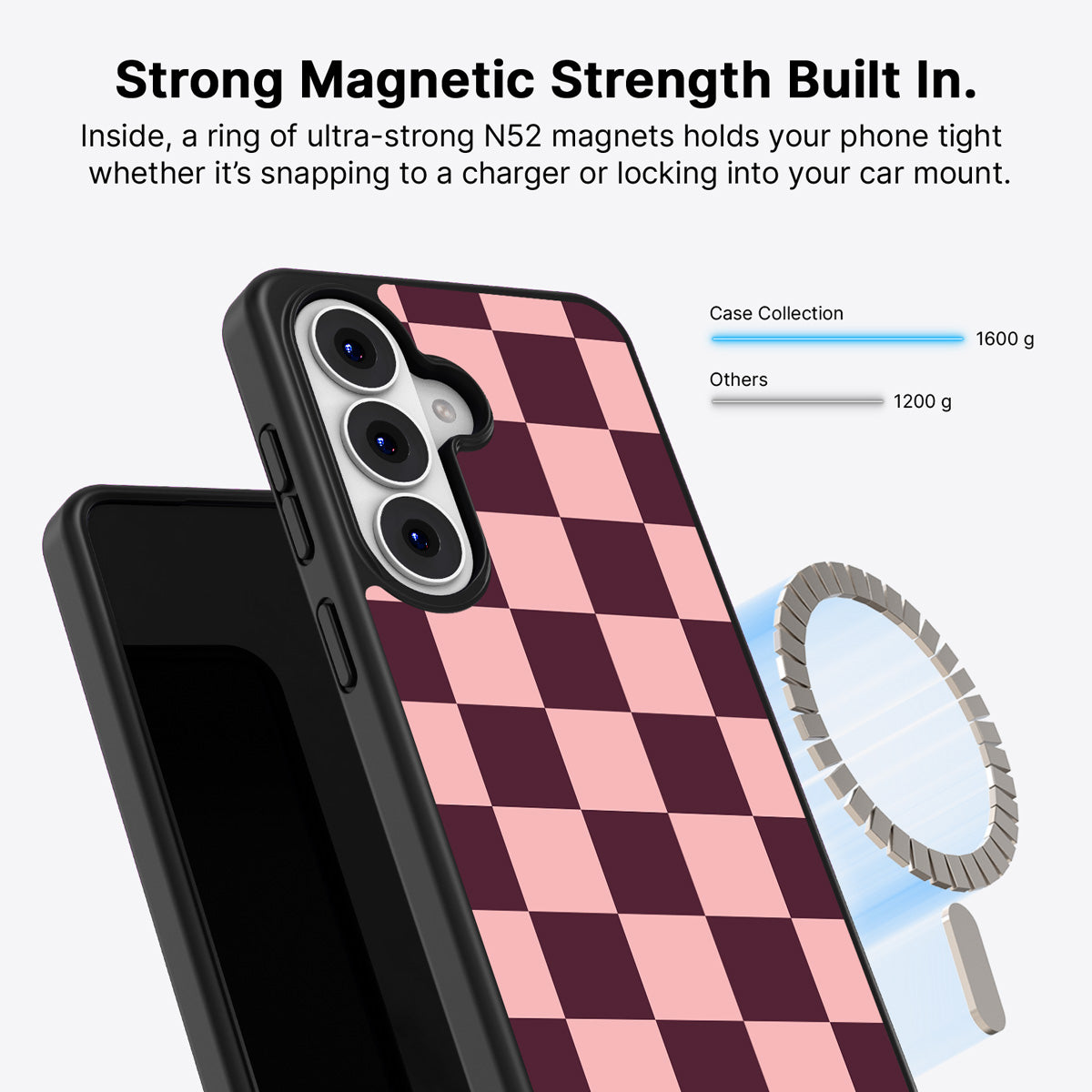 Samsung Galaxy S26 Plus Qi2 magnetic case with N52 magnets – Claret Tile design