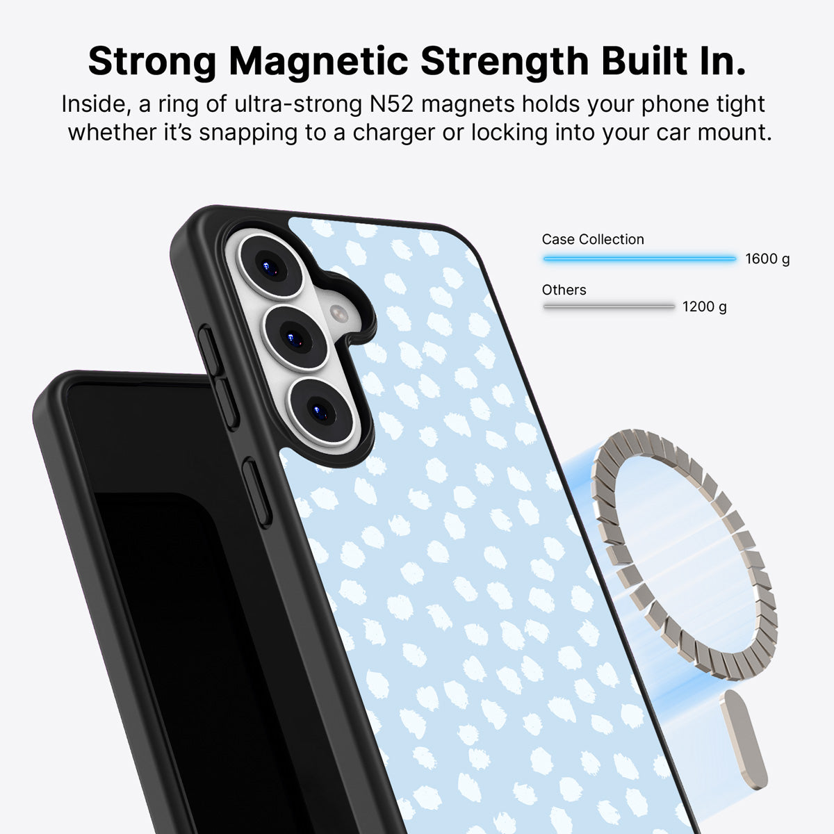 Samsung Galaxy S26 Plus Qi2 magnetic case with N52 magnets – Cloud Dots design