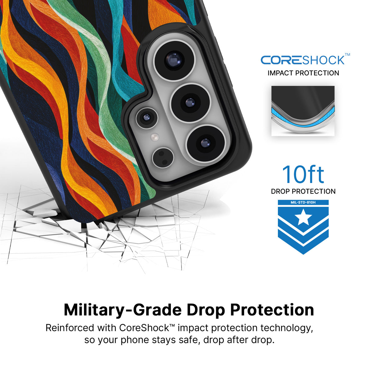 Coastal Waves Samsung Galaxy S26 Ultra case with 10ft military-grade drop protection