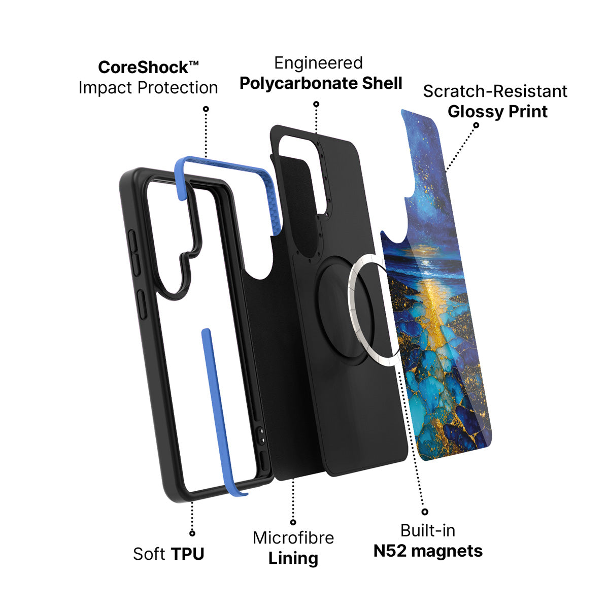 Samsung Galaxy S26 Ultra case construction and features – Cosmic Seascape phone case
