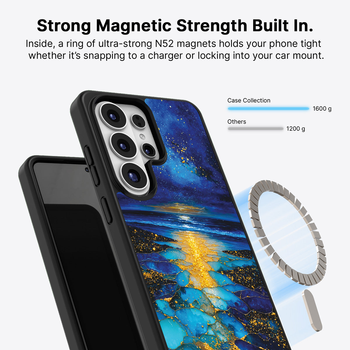 Samsung Galaxy S26 Ultra Qi2 magnetic case with N52 magnets – Cosmic Seascape design