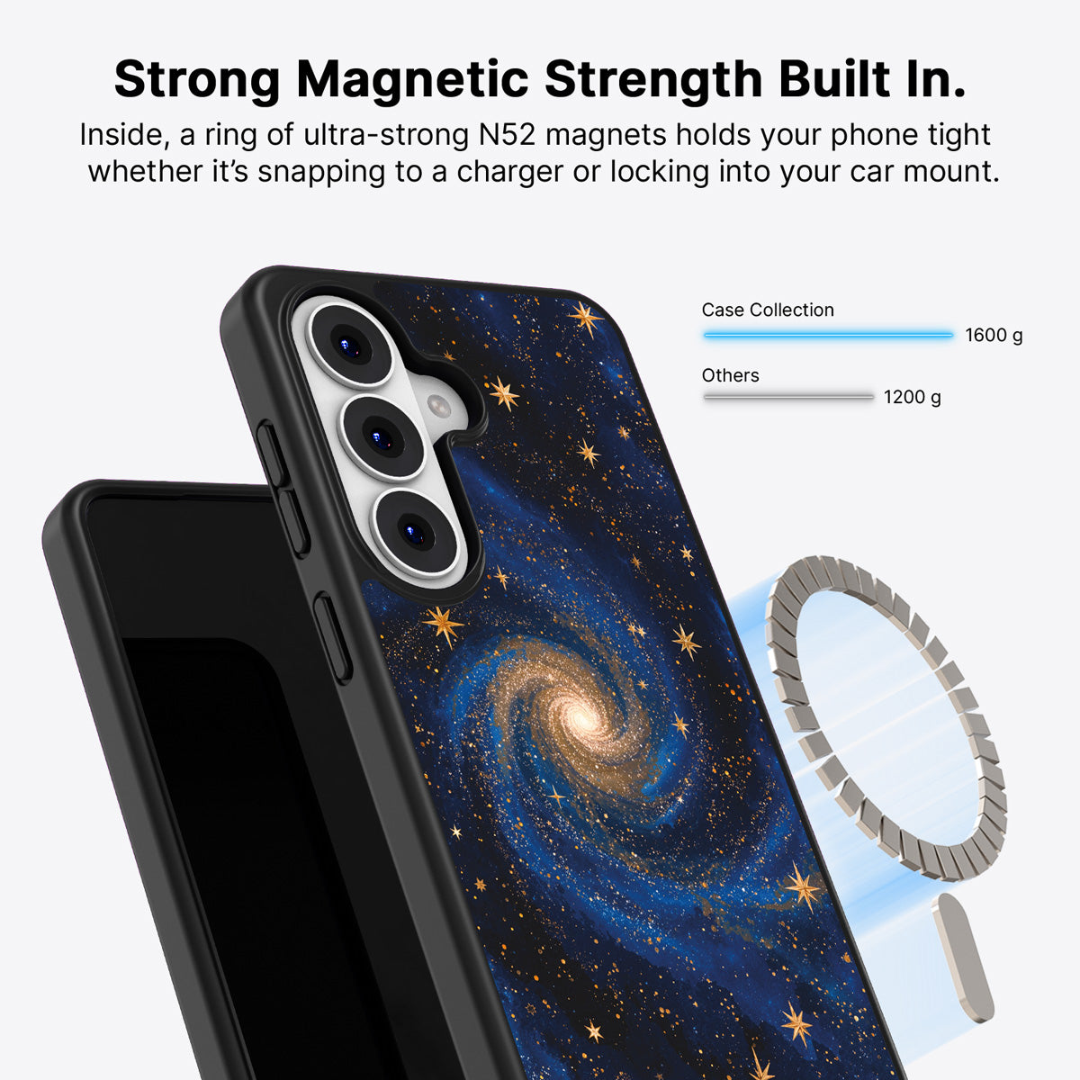 Samsung Galaxy S26 Qi2 magnetic case with N52 magnets – Cosmic Tide design