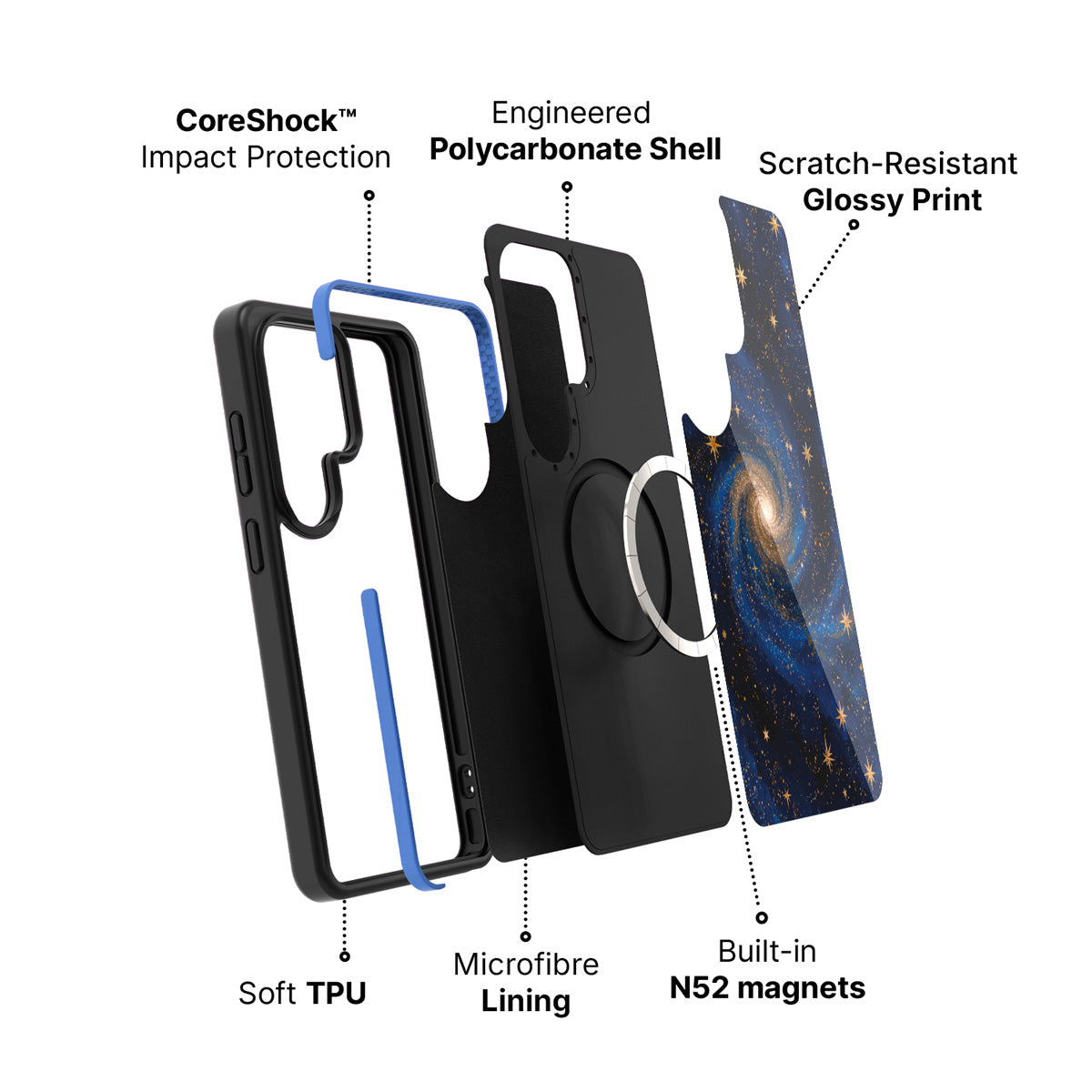 Samsung Galaxy S26 Ultra case construction and features – Cosmic Tide phone case