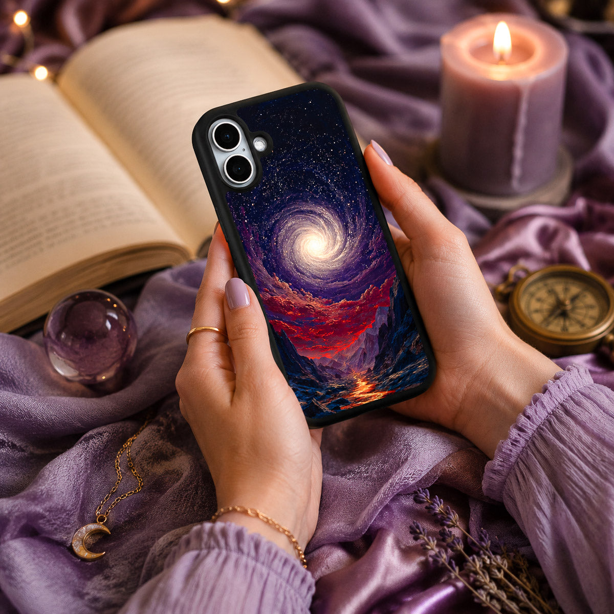 Purple Designer iPhone 16 Case – Cosmic Vortex | MagSafe — view 2