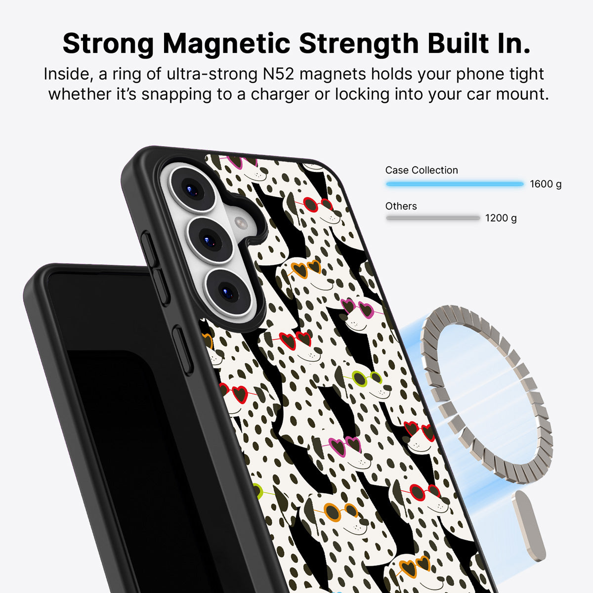 Samsung Galaxy S26 Plus Qi2 magnetic case with N52 magnets – Dalmatian Dog design