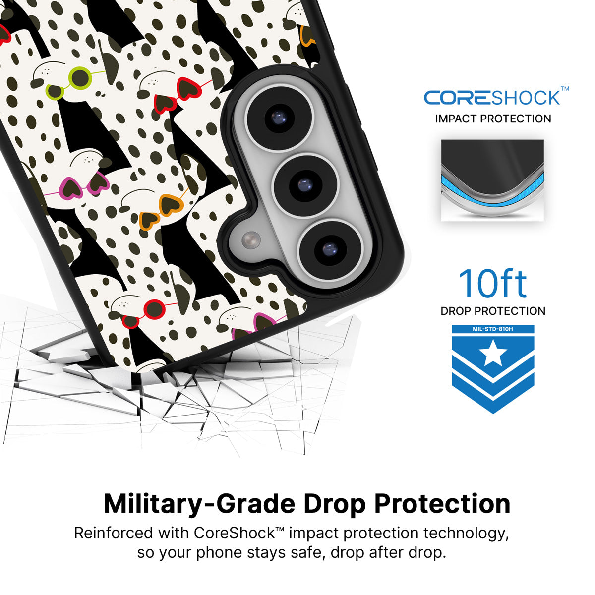 Dalmatian Dog Samsung Galaxy S26 Plus case with 10ft military-grade drop protection