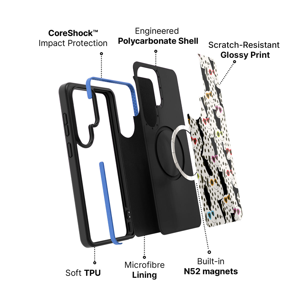 Samsung Galaxy S26 Ultra case construction and features – Dalmatian Dog phone case