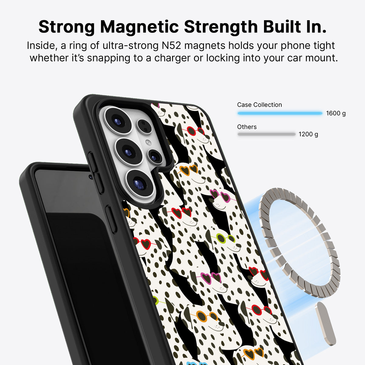 Samsung Galaxy S26 Ultra Qi2 magnetic case with N52 magnets – Dalmatian Dog design