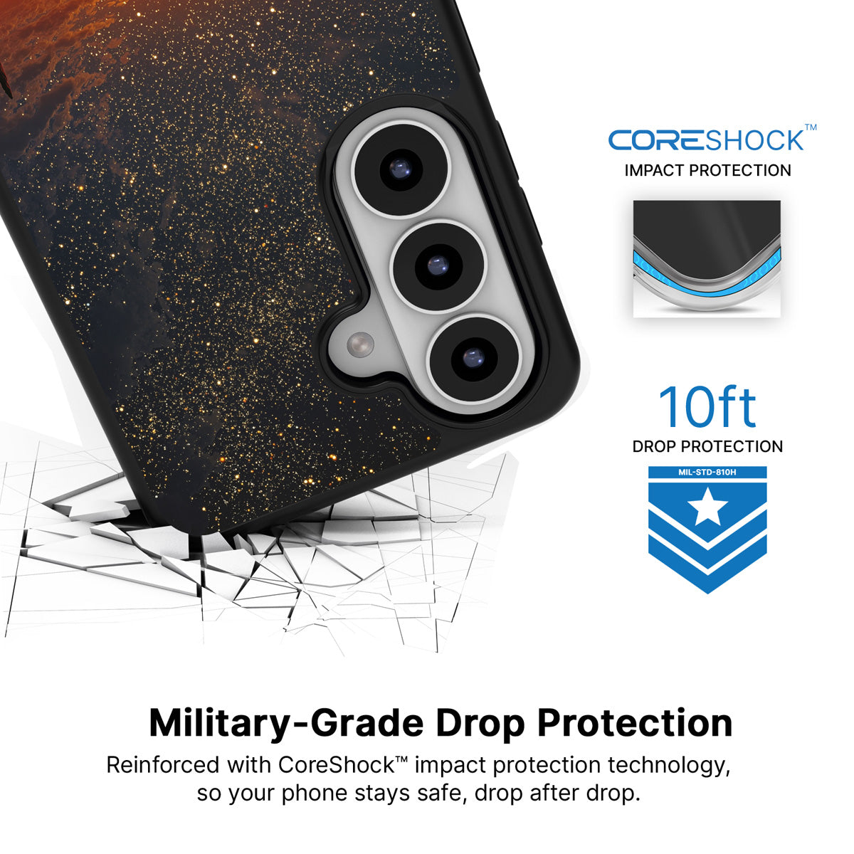Desert Dusk Samsung Galaxy S26 Plus case with 10ft military-grade drop protection