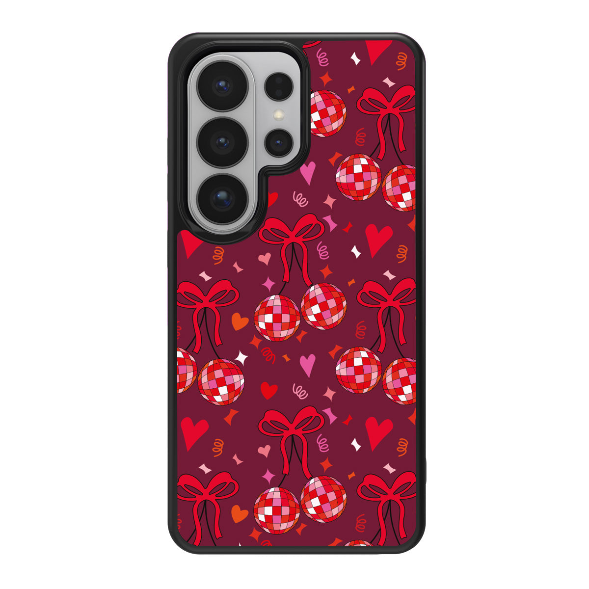 Disco Cherries design back view – Samsung Galaxy S26 Ultra case