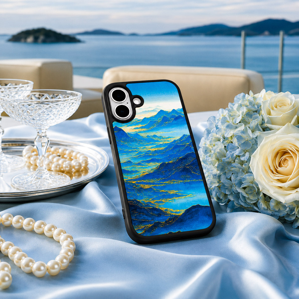 Blue Mountain Designer iPhone 16 Case – Ethereal Dawn | MagSafe