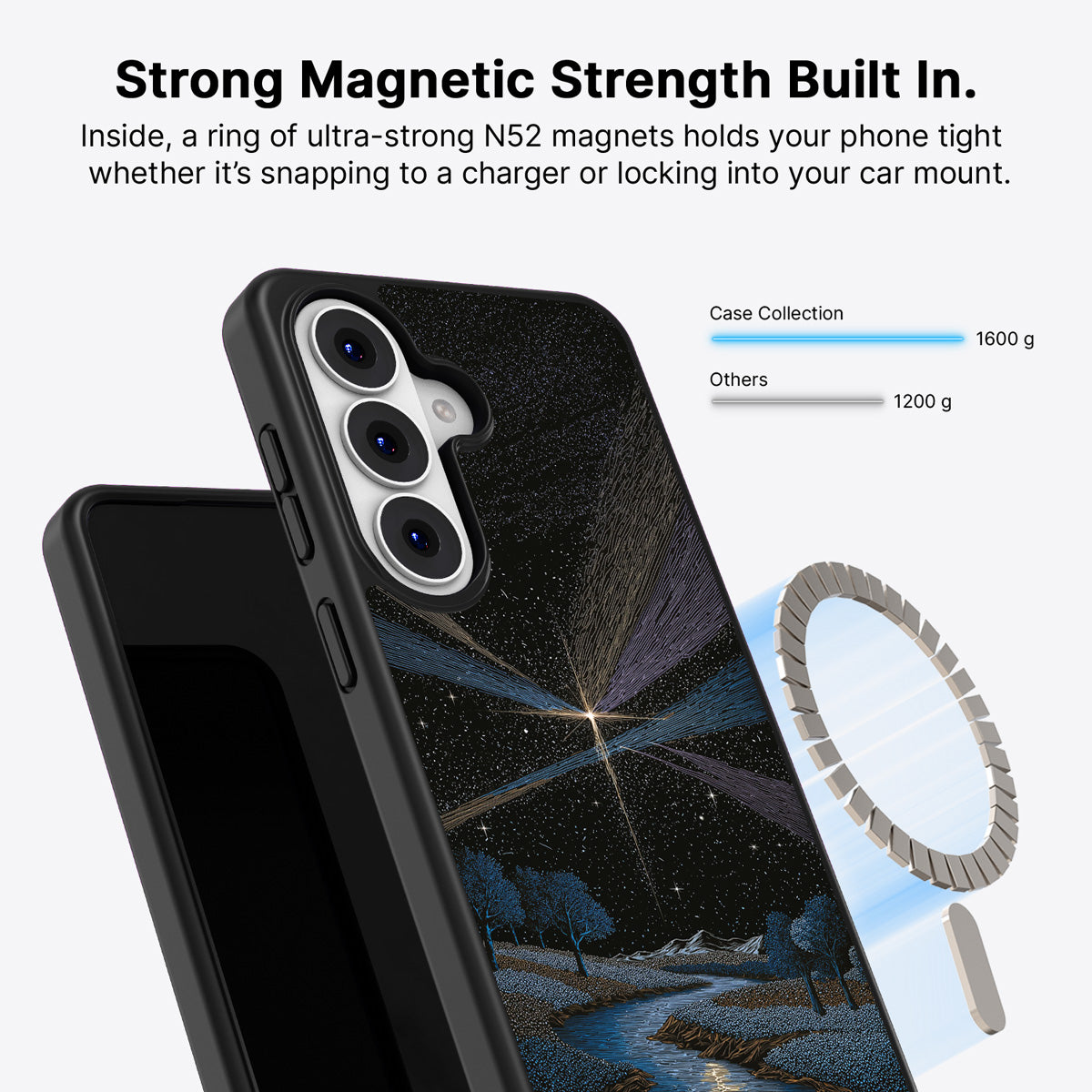 Samsung Galaxy S26 Plus Qi2 magnetic case with N52 magnets – Falling Star design