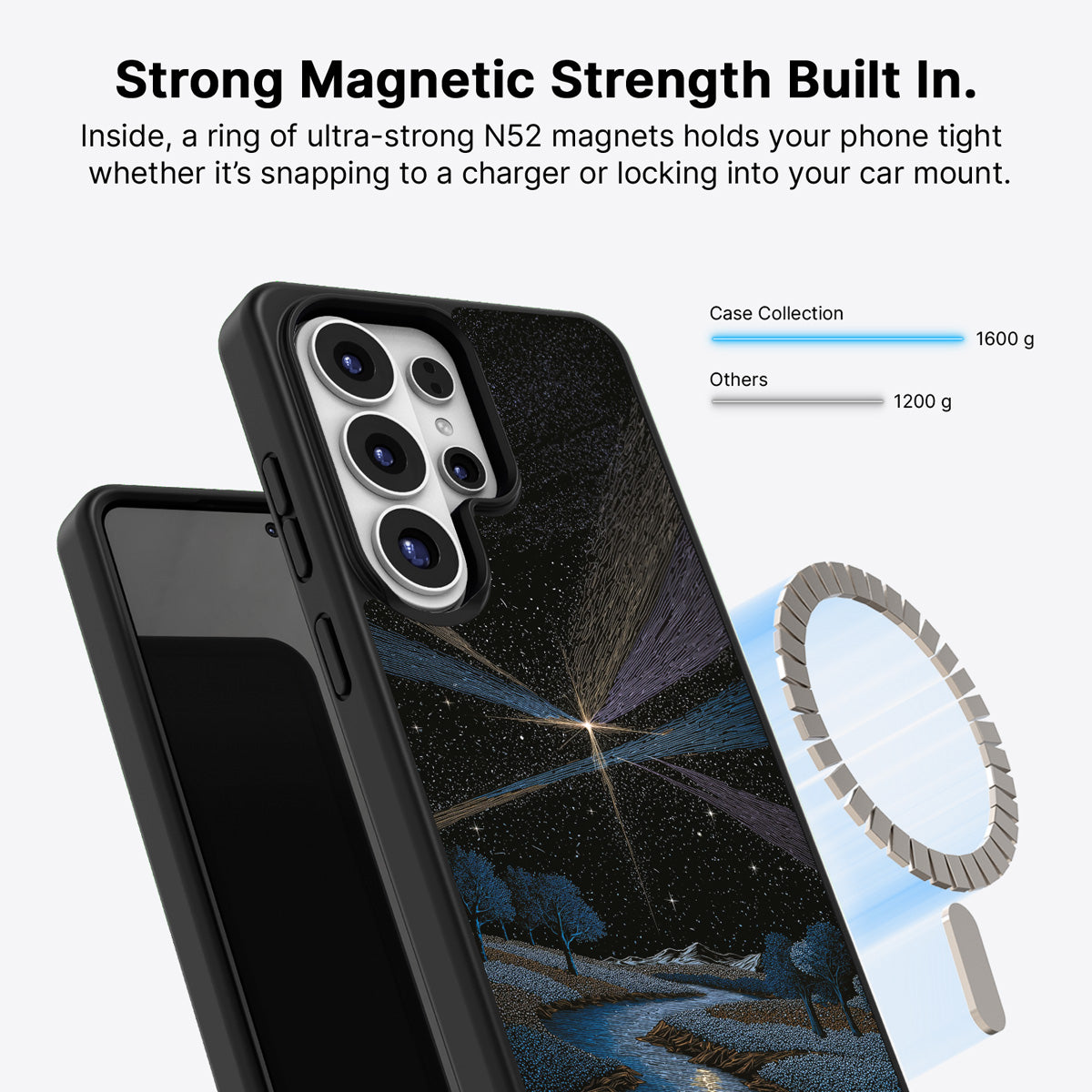 Samsung Galaxy S26 Ultra Qi2 magnetic case with N52 magnets – Falling Star design